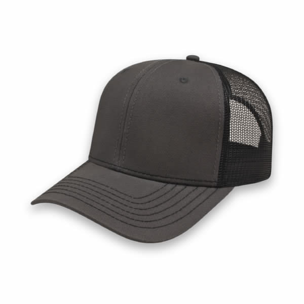 Charcoal/Black Modified Flat Bill with Mesh Back Cap